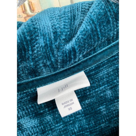 J Jill Velour Crowl Neck Sweater XS Blue - Picture 2 of 6